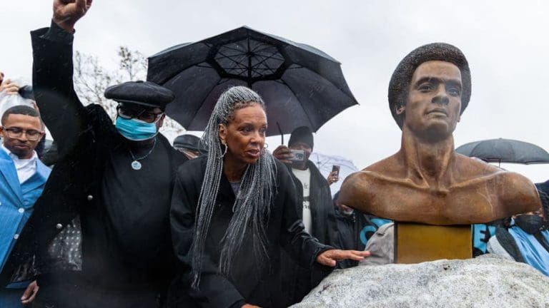 Bronze Huey Newton Bust Unveiled In West Oakland Birthplace Of Black Panthers
