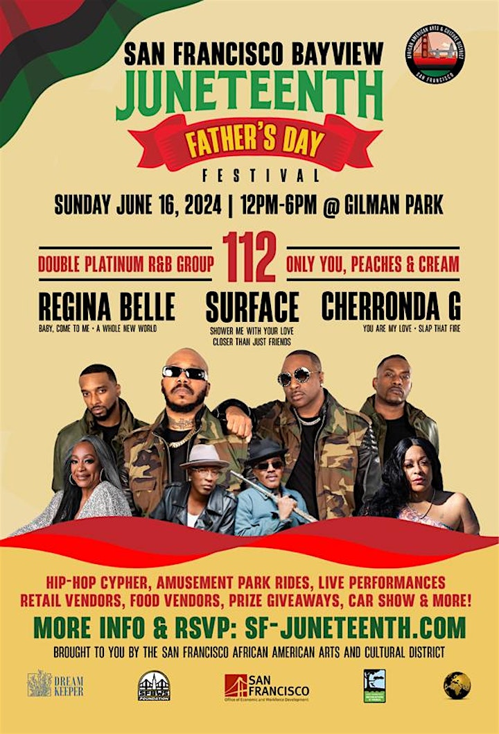 Juneteenth Father's Day, Bayview ft. 112, Surface, Regina Belle. FREE RSVP