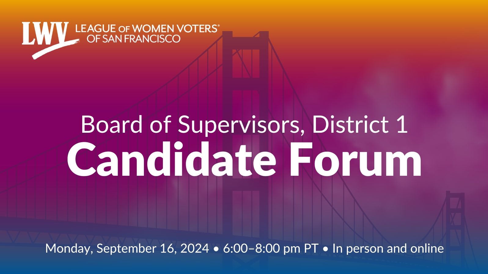 San Francisco Board of Supervisors, District 1 Candidate Forum