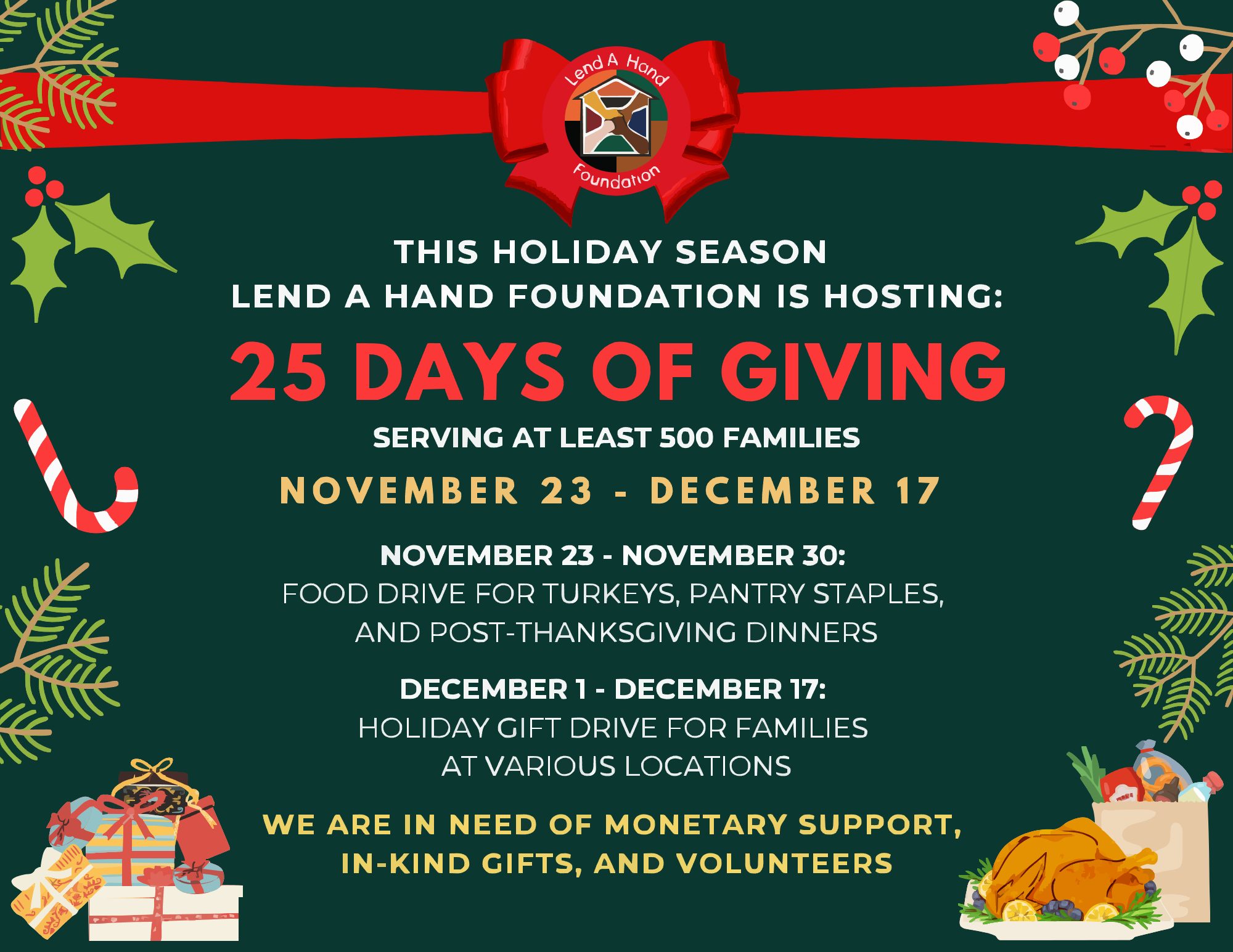 25 DAYS OF GIVING BEGINS - Thanksgiving turkey drive!