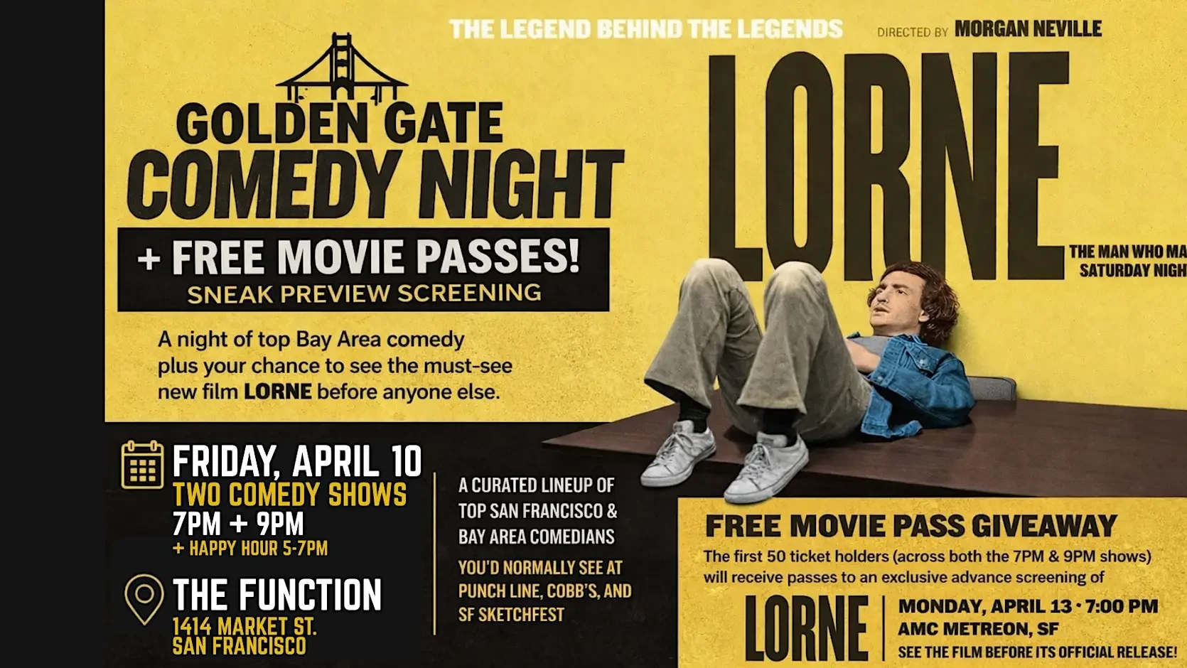 SF's Golden Gate Comedy Night + FREE MOVIE PASSES