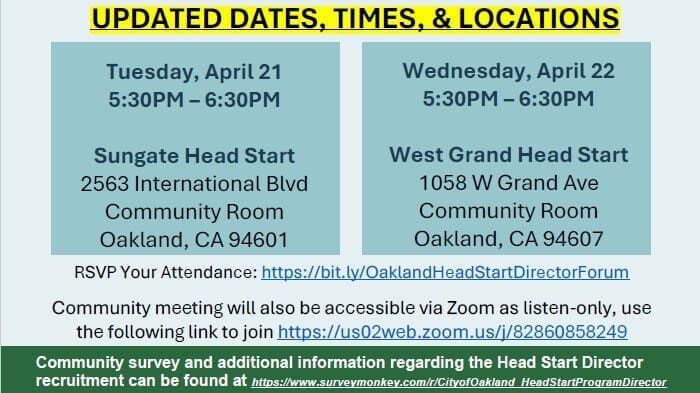 City of Oakland Head Start Director Community Forum