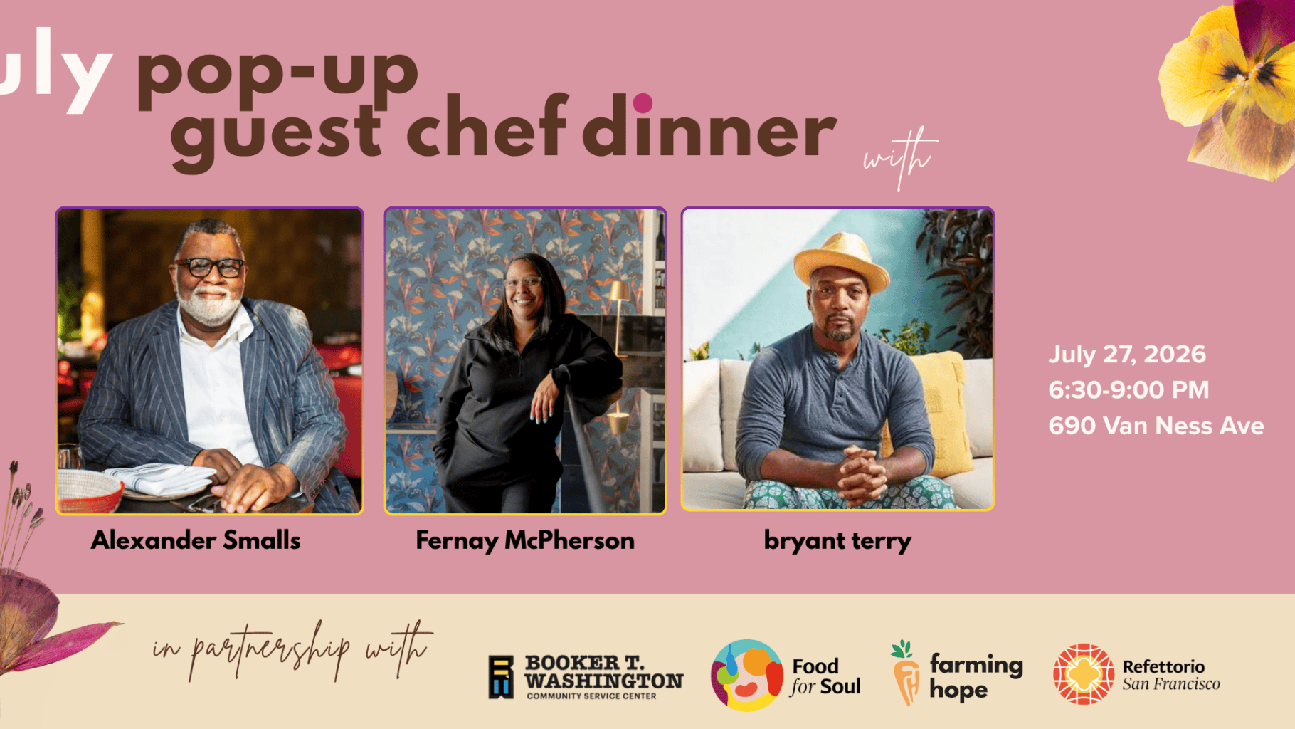 Guest Chef Dinner Featuring "The Contemporary African Kitchen" with Chef Alexander Smalls, Fernay McPherson, and bryant terry