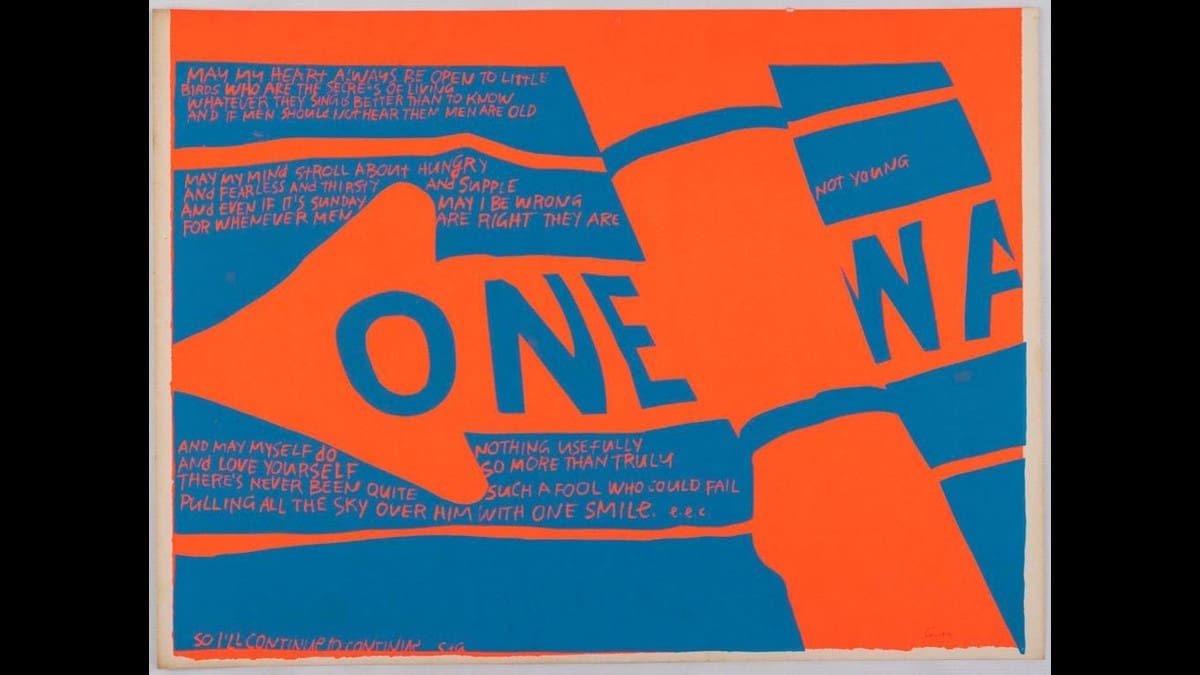 Colorful screenprint by Corita Kent