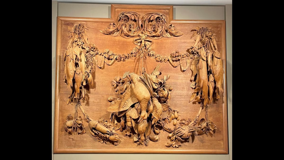 Intricately carved Baroque limewood panel associated with Grinling Gibbons