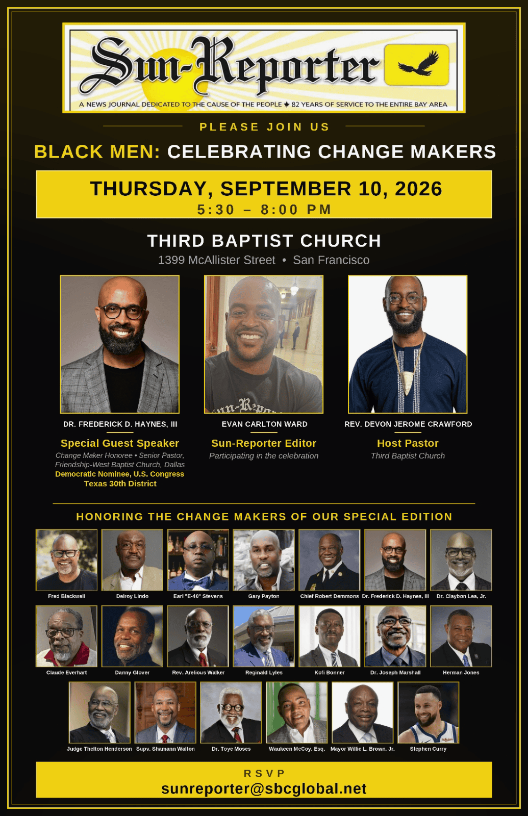 Full event flyer for Black Men: Celebrating Change Makers at Third Baptist Church on September 10, 2026