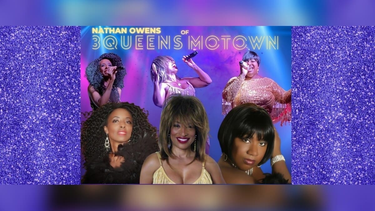 Promotional artwork for 3 Queens of Motown at the Lesher Center for the Arts
