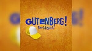 Promotional artwork for Gutenberg! The Musical! at Hillbarn Theatre