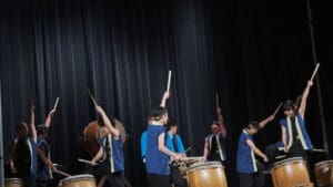 Taiko performers onstage