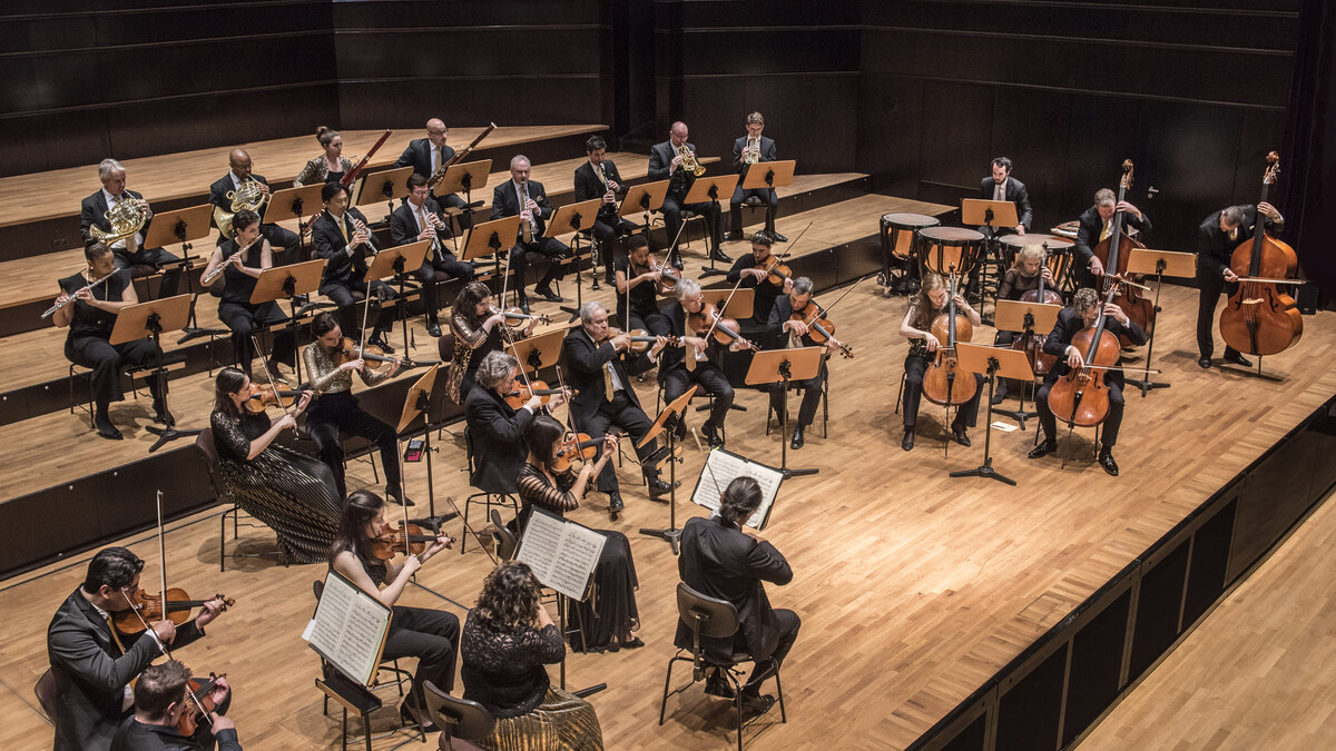 Orpheus Chamber Orchestra performing onstage.