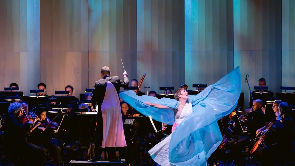 Singer performing with the San Francisco Opera Orchestra at Pride Concert