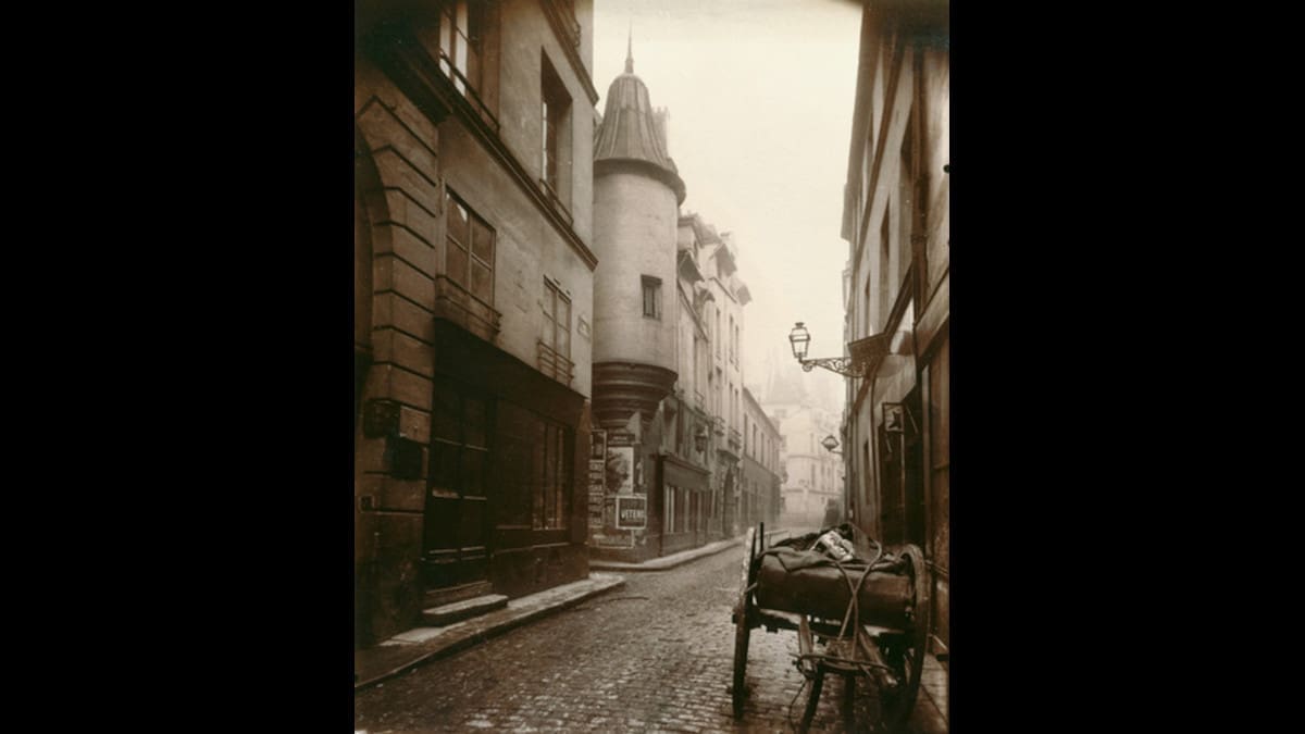 Historic photograph of a Paris street by Eugène Atget