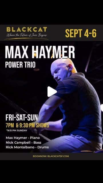 Flyer for Max Haymer Power Trio at Black Cat