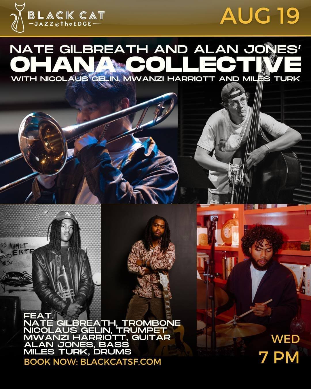 Flyer for Nate Gilbreath & Alan Jones' OHANA COLLECTIVE at Black Cat
