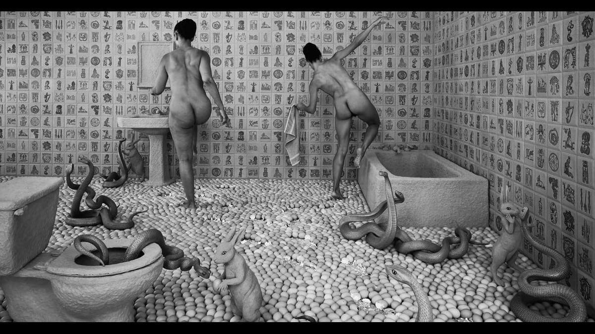 Sandy Skoglund, Fragile Steps: Walking on Eggshells, 1997