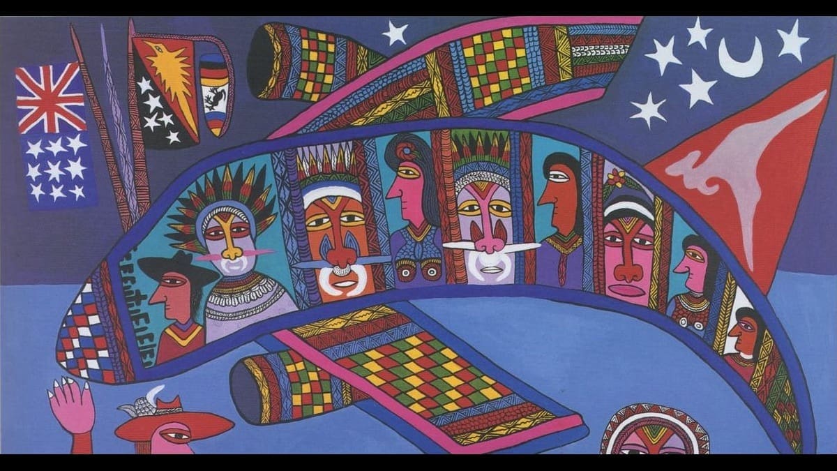 Mathias Kauage, Kauage Flies to Scotland, 1999