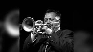 Mike Olmos playing trumpet