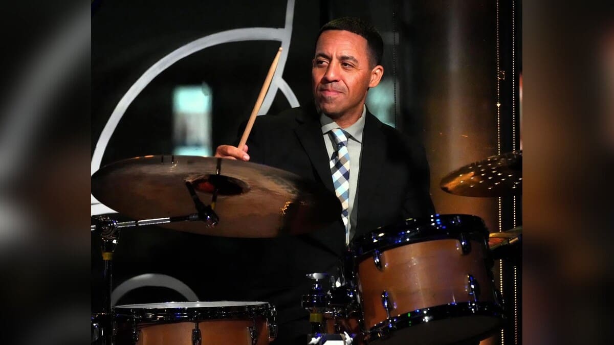Jaz Sawyer performing on drums