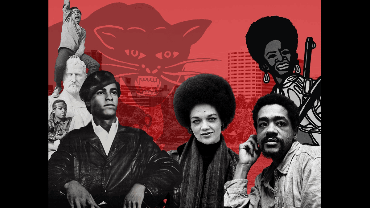 Portrait collage from the official Black Panther Party Film Series artwork at AAMLO.