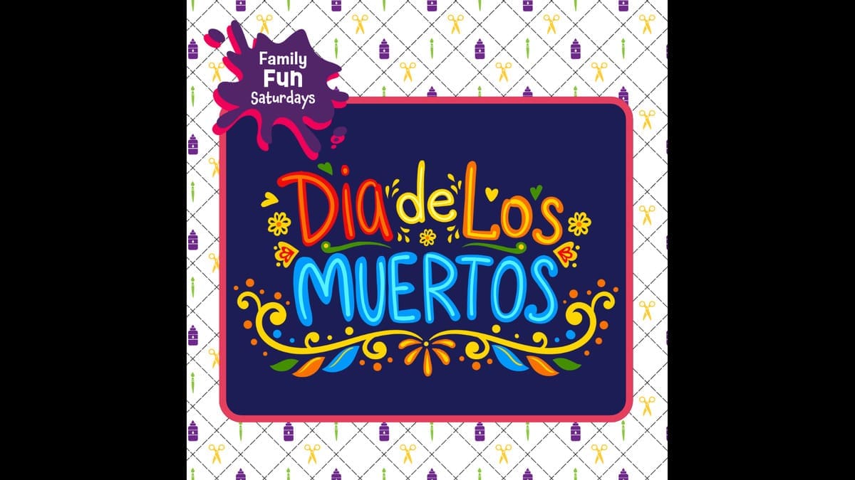 Official Family Fun Saturday Día de los Muertos artwork from Hayward Area Historical Society.