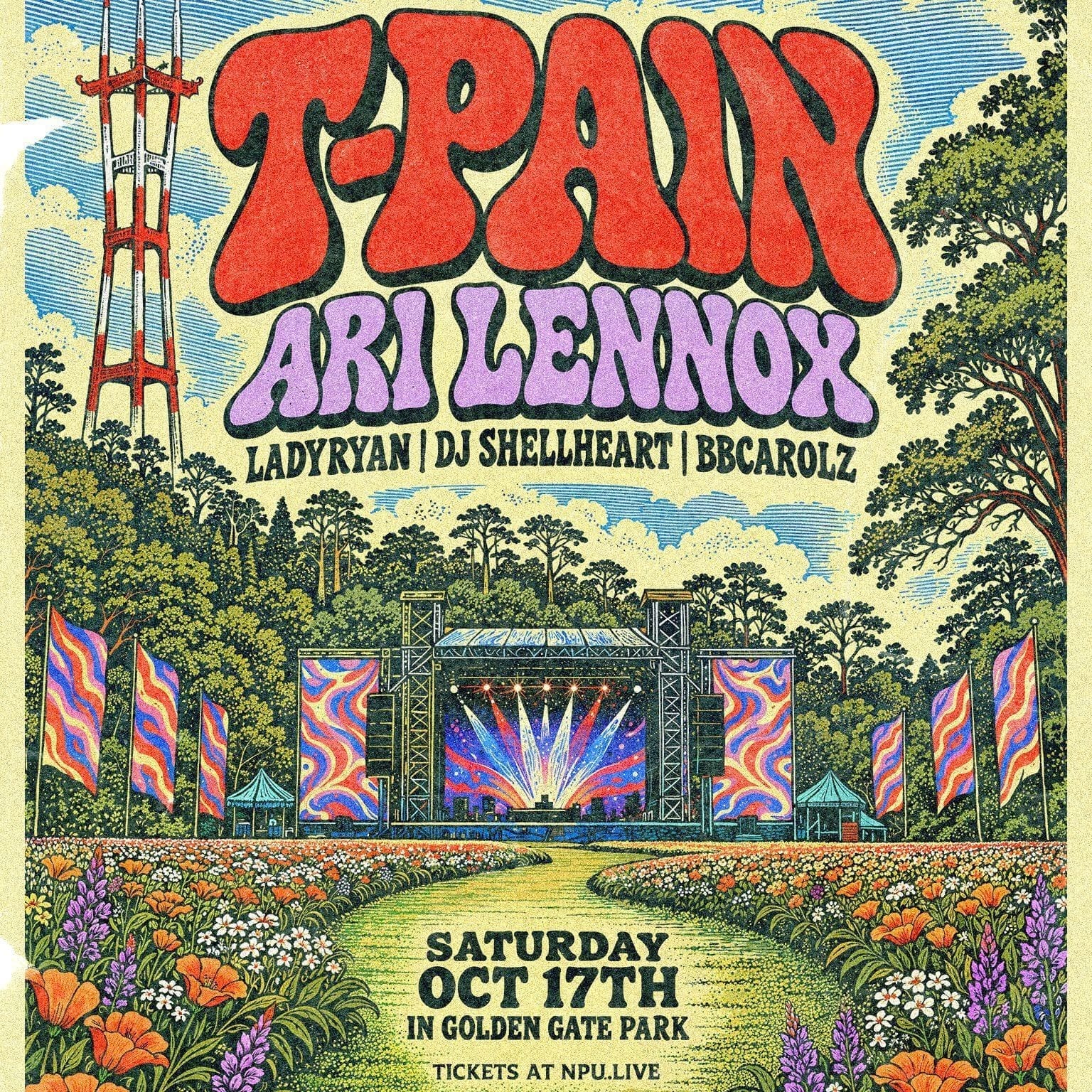 T-Pain, Ari Lennox & More at Golden Gate Park official event flyer