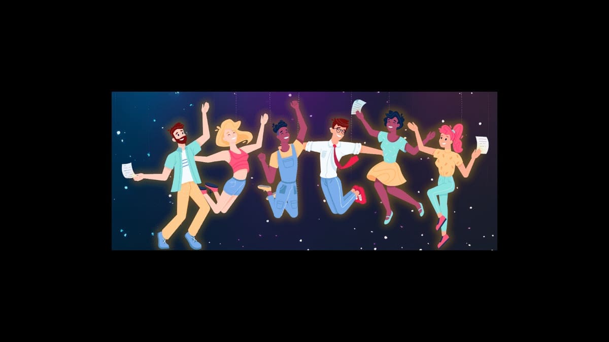 Official Found Company artwork showing six illustrated performers reading and moving together.